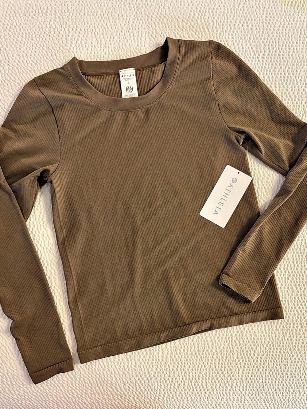 Athleta Renew Seamless Crewneck Top Long Sleeve Brown Large